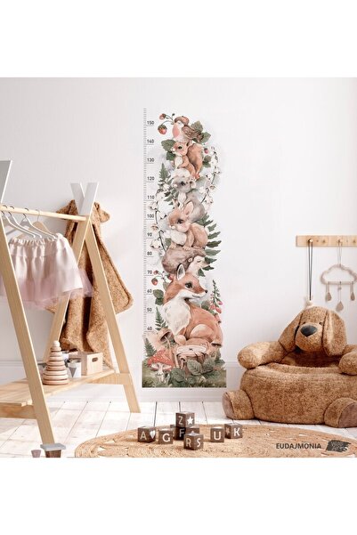 WALLHUMAN Orman Hayvanları Boy Ölçer Çocuk Odası Duvar Stickerı