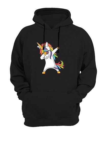 WİDİ Unicorn Printed Black Sweatshirt