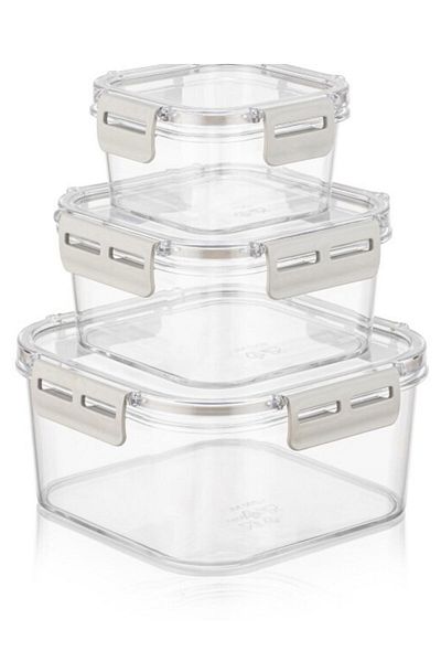 Buffer ® 3-Piece Practical Silicone Seal Sturdy Stackable Storage Containers with Leak-Proof Lids