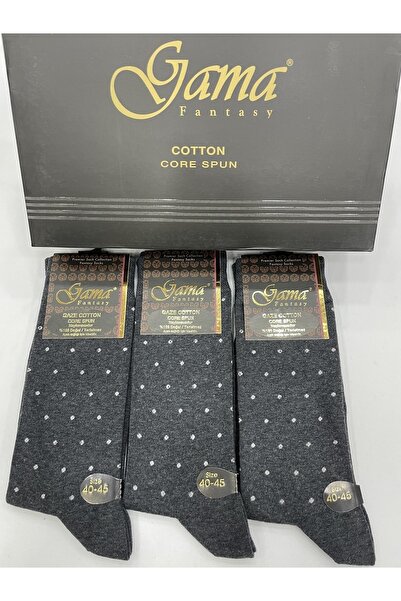 Gama Çorap 3 броя дебели зимни мъжки чорапи от 100% натурален памук, без найлон, с шарка на точки