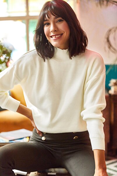 Olalook Dámská mikina Ecru Fisherman s měkkým texturovaným úpletem