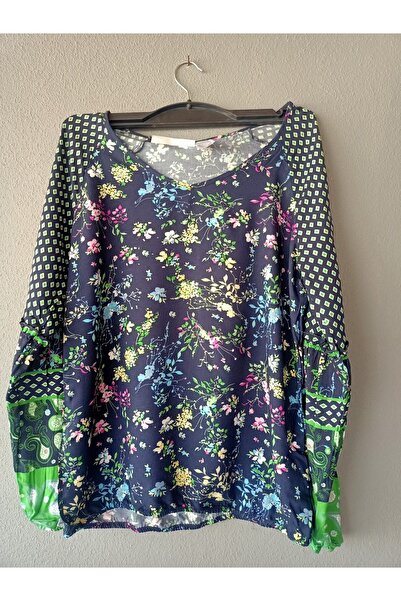 BAV Butik Ayvitrin Kadın Desenli Yeşil Bluz