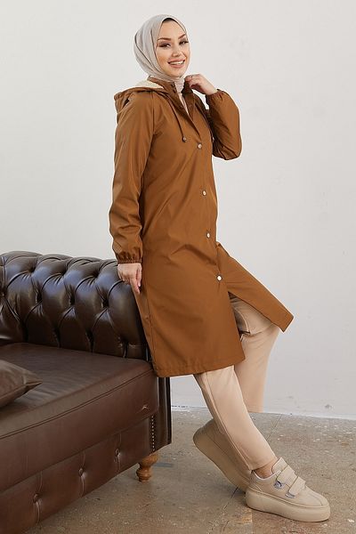 InStyle Kabát Edna Fleece s kapucí - Tan