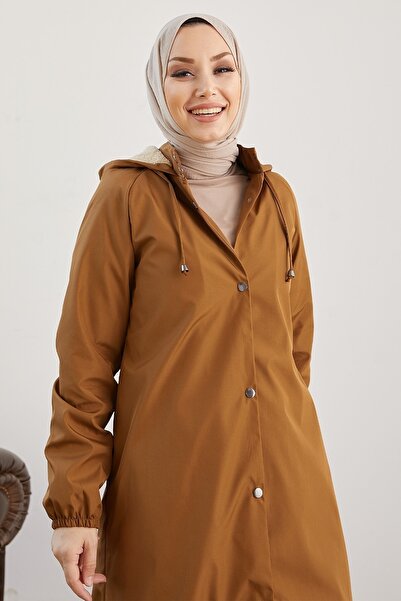 InStyle Edna Fleece Hooded Coat - Tan