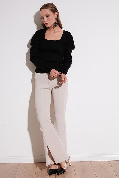 Lela Sleeve Gathered Square Collar Knitwear Sweater 6362161