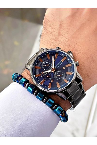 Ferrucci Silver Color Men's Steel Cord Wristwatch with Bracelet Gift