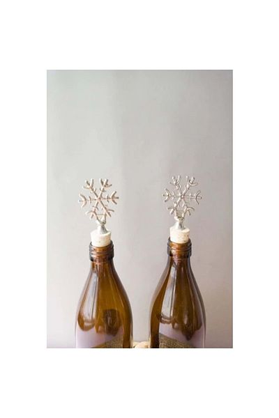Jenisa Silver Snowflake Bottle Stopper 2 Pieces