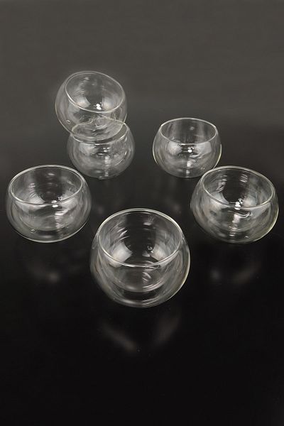 Digithome 6-Piece Double Walled Borosilicate Thin Glass Jam Bowl - Thn75454 C1-1-18