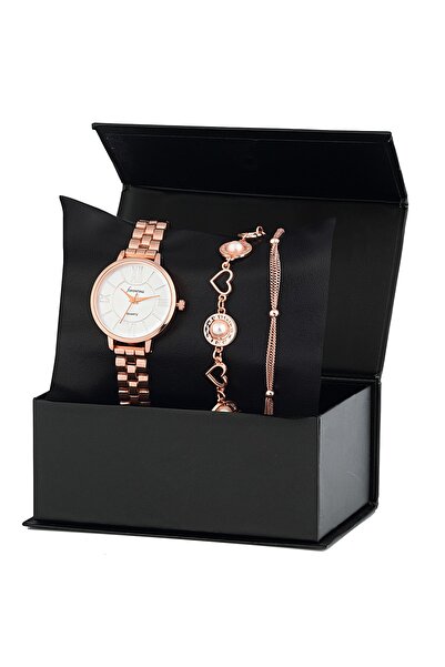 Forentina Rose Metal Saat Bileklik Kombin Set Ps2760