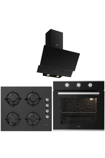 Esty Siyah Cam Ankastre Set (3480 Touch - Aco5601b02 Ocak - Aef6604b01 Fırın)