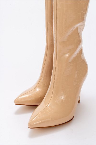 Niloshka Γυναικείες μπότες Vitalie Beige Crocodile