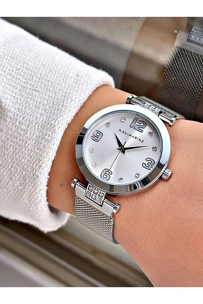 Navimarine Silver Color Steel Strap Women's Wristwatch Bracelet Gift