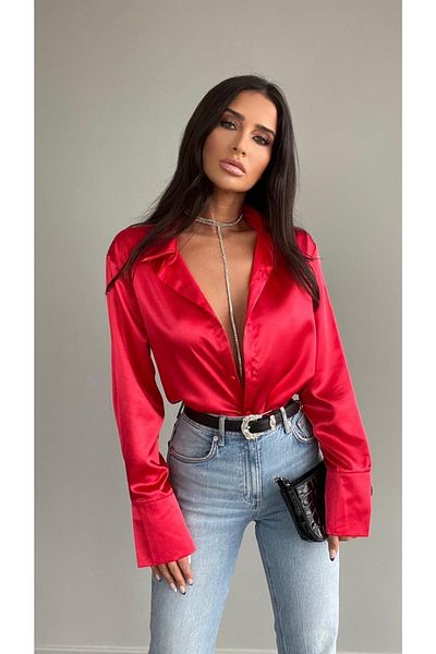 LB Laluna Butik Women's Flowy Satin Shirt
