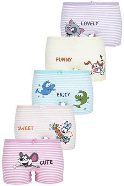 biyokids Комплект от 5 боксерки за момиче с щампа на щастливи животни