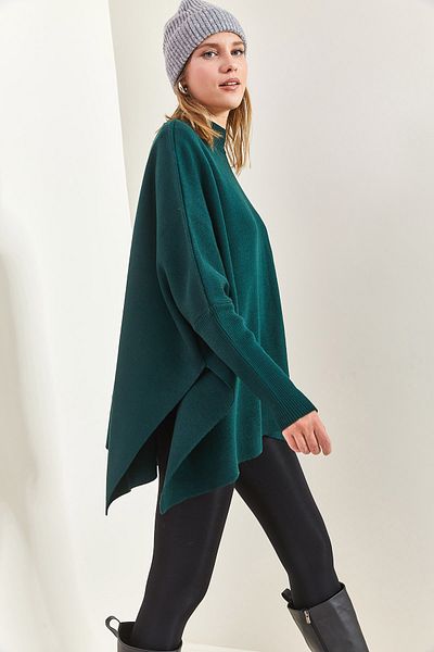Bianco Lucci Γυναικείο Oversize Poncho - Basic με ελαστικά μανίκια