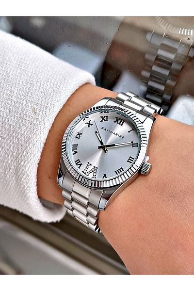 Navimarine Silver Color Steel Strap Women's Wristwatch Bracelet Gift