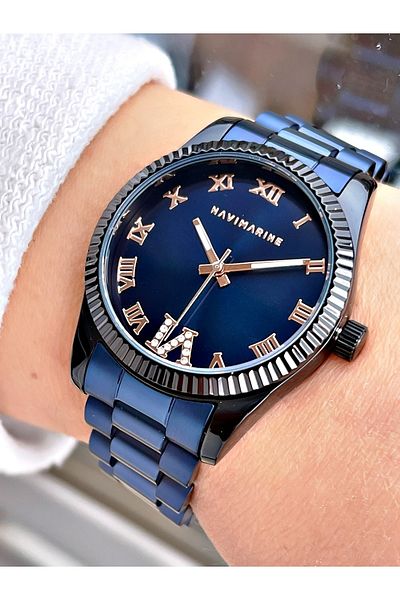 Navimarine Navy Blue Color Steel Strap Women's Wristwatch Bracelet Gift