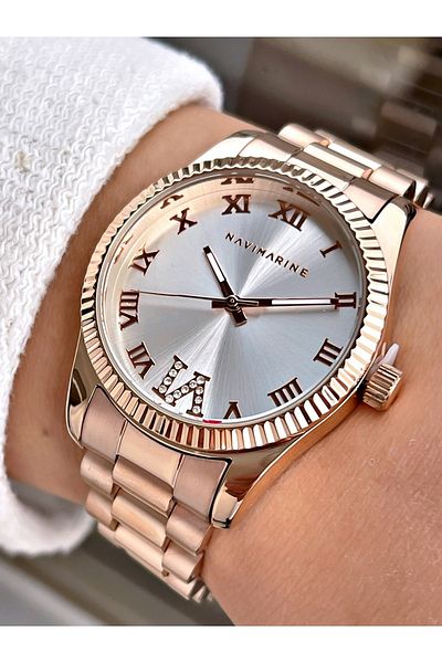 Navimarine Rosegold Color Steel Strap Women's Wristwatch Bracelet Gift