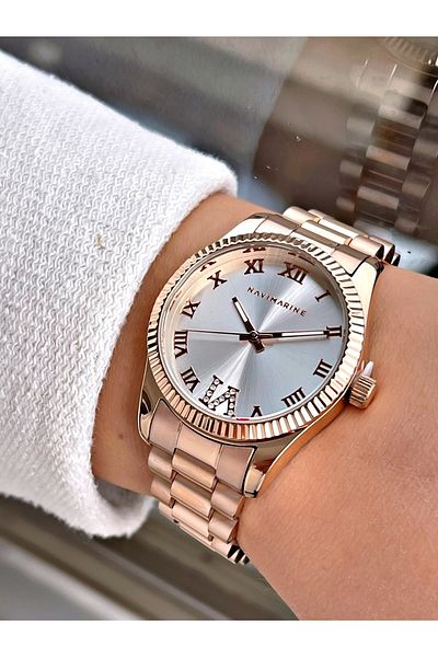 Navimarine Rosegold Color Steel Strap Women's Wristwatch Bracelet Gift