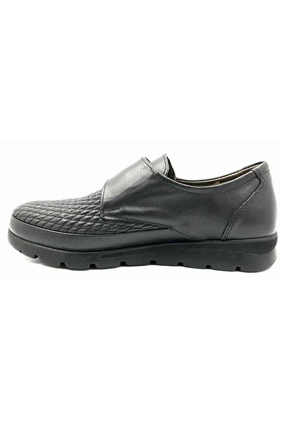 PUNTO 632028   Pantofi de mama cu velcro compatibili cu ortopedie din piele neagra