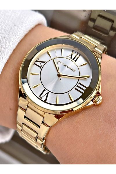 Navimarine Gold Color Steel Strap Women's Wristwatch Bracelet Gift