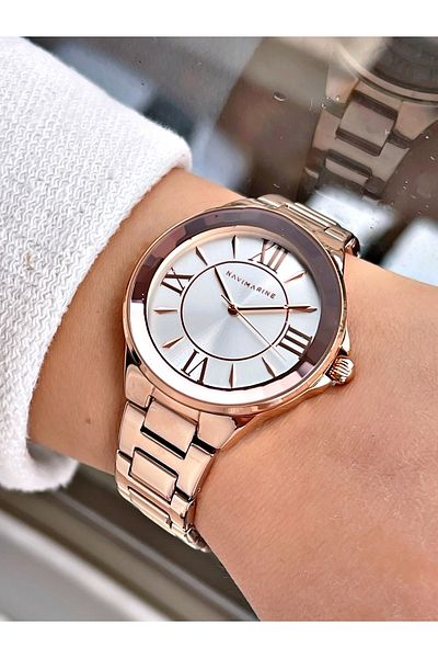 Navimarine Copper Color Steel Strap Women's Wristwatch Bracelet Gift