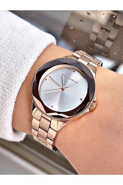 Navimarine Rose Gold Color Steel Strap Women's Wristwatch Bracelet Gift