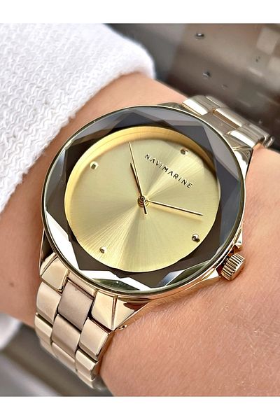 Navimarine Gold Color Steel Strap Women's Wristwatch Bracelet Gift