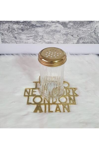 LOVYCO وعاء توابل عمودي بغطاء ذهبي