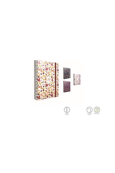 Gıpta مفكرة ذات غطاء صلب حلزوني مقاس 17 × 24 سم 100 ورقة مربعة (3 عبوات) 5530