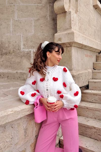 HEYAYS Love Hand Knitted Heart Cardigan