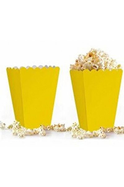 booddie Yellow Popcorn Box - 8 Pieces Corn Box, Party Event & Birthday Table Decoration