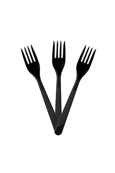 booddie Black Color Fork Durable Hard Plastic Practical Use Party Activity & Birthday Fork 25 Pieces