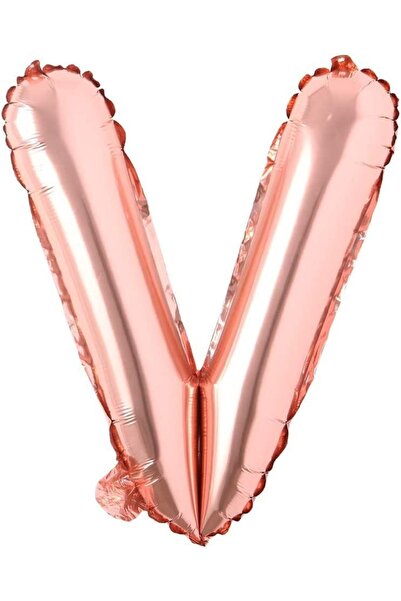 Patladı Gitti V Harf Rose Gold Folyo Balon16 Inç 40 Cm