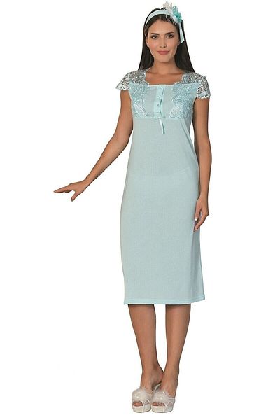 Mecit Pijama Maternity Nightgown Set with Tulle Tail and Dressing Gown 75% Cotton, 25% Viscose Hair Band is a Gift