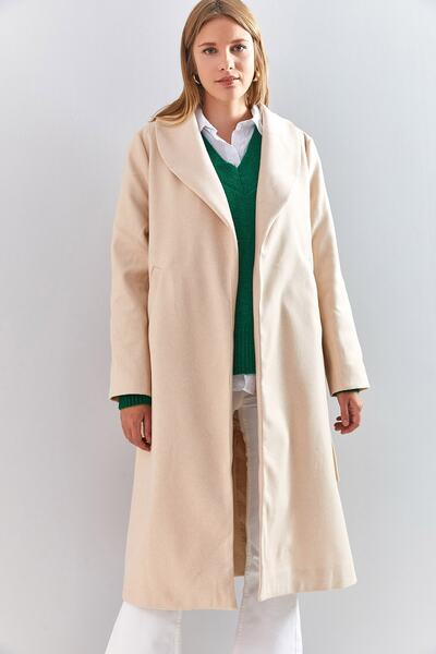 Bianco Lucci Dámský kešu kabát s páskem 2173