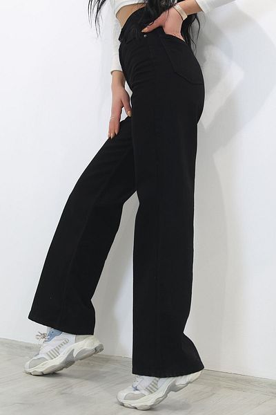 LAMİRA Women's Black Palazzo High Waist Stretch Jeans (lycra)