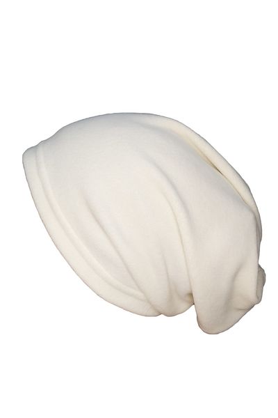 Mrey Ecru Unisex Winter Fleece Drawstring Beanie - Can Be Neck Collar Scarf Set