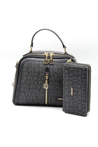 Just Polo Women's Black Bag Wallet Combination
