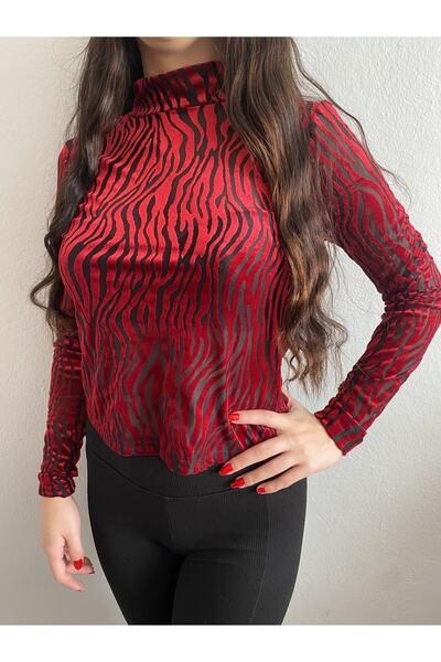 Jeune Femme Kadın Dik Yaka Süet Bluz