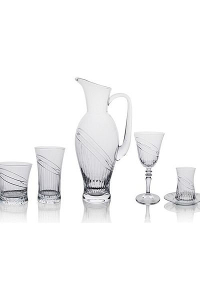 KCD Seremoni Simple 31 Piece Glass Tableware Presentation Dowry Set Water Cup Set Cutting Hand Decor