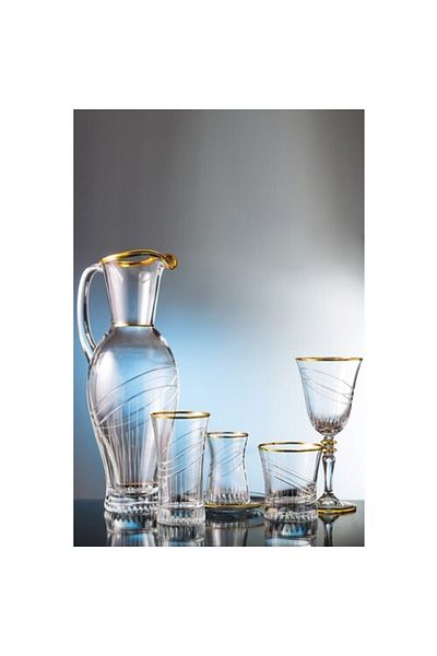 KCD Seremoni Gold 31 Piece Glass Tableware Presentation Dowry Set Water Cup Set Cutting Hand Decor