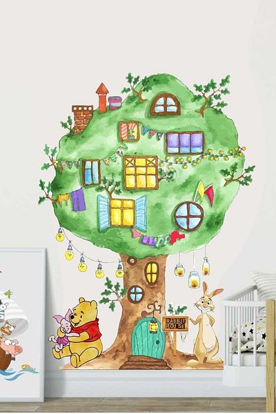 Piksel Grafik Autocolant pentru camera copiilor Rabbit House