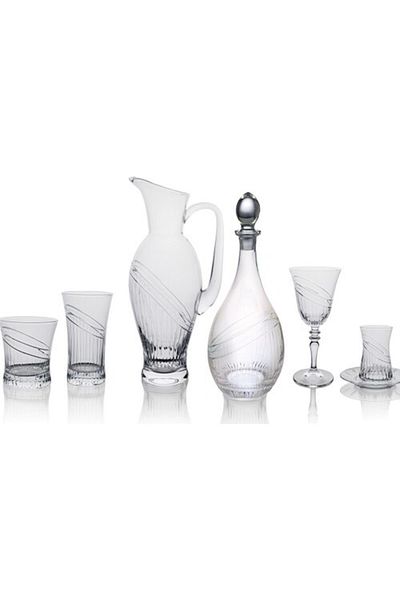 KCD Seremoni Simple 61 Piece Glass Tableware Presentation Dowry Set Water Cup Set Cutting Hand Decor