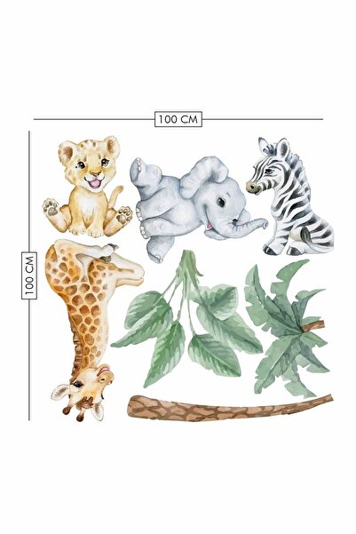 Piksel Grafik Cute Safari Kids Room Sticker