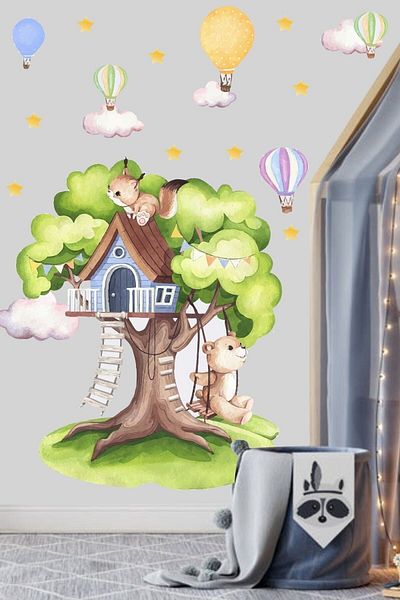 Piksel Grafik Autocolant de perete pentru camera copiilor Tree House