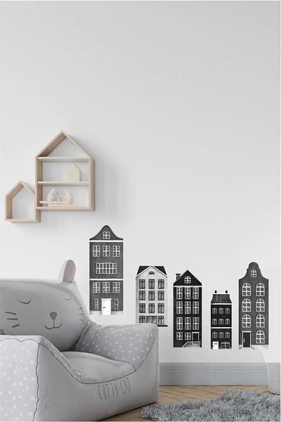 Piksel Grafik Autocolant de perete pentru camera copiilor Mini City