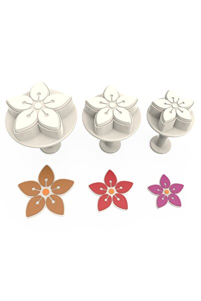 AGN STORE 5 Petal Flower Press (with injector) Kopat Cookie Mold – 3 Pieces
