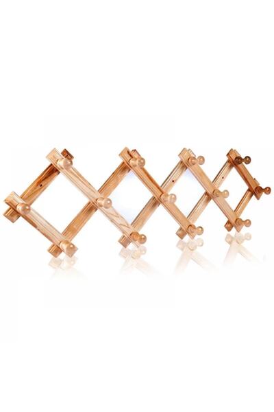 abnturk Katlanabilir Ahşap Duvar Askısı 13 Topuzlu Akordiyon 20*100