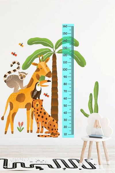 Piksel Grafik Cute Safari Height Meter Sticker